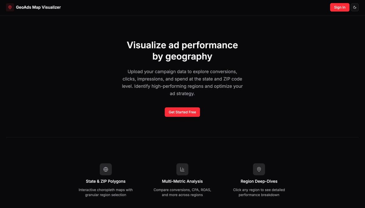 GeoAds Map Visualizer screenshot
